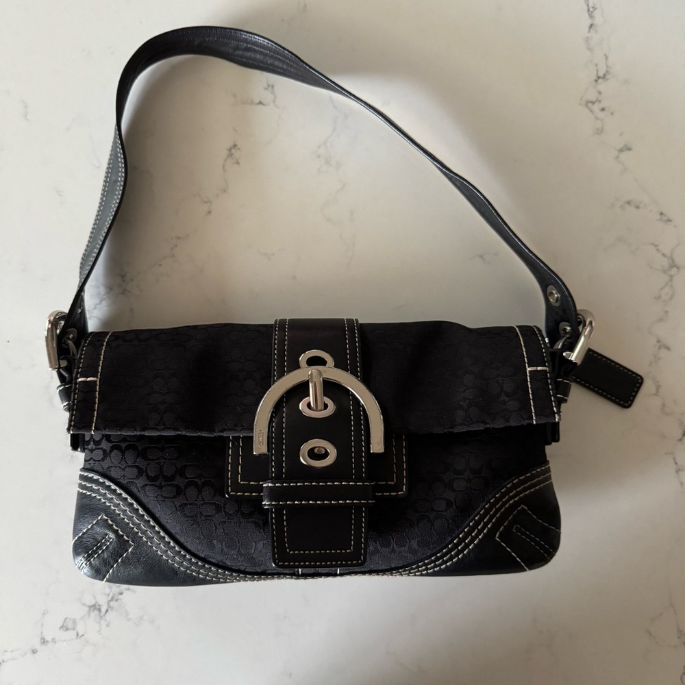 Y2K Coach SoHo Baquette in Black Signature Print style 3628